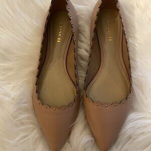 Coach Pink Scalloped Leather Flats Size 6.5